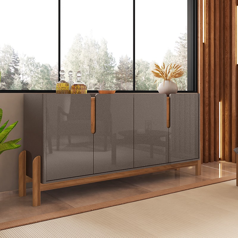 Aparador Buffet Sala Lizz 170cm com Pés de Madeira Maciça