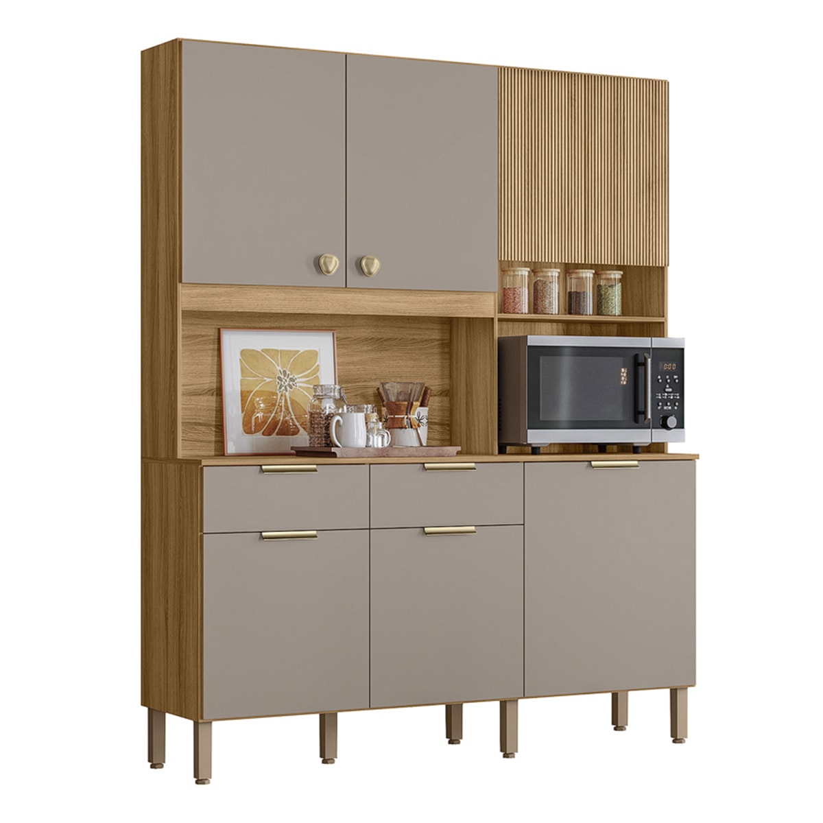 Armario de Cozinha Pitaya com 7 Portas e 2 Gavetas