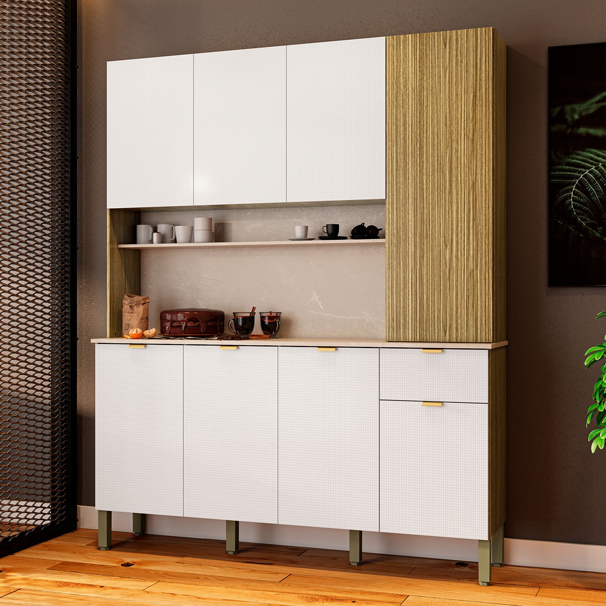 Armário de Cozinha Slow 8 Portas e 1 Gaveta