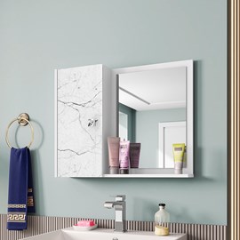 Armario Espelheira Genova Com Porta Cor Branco/Carrara