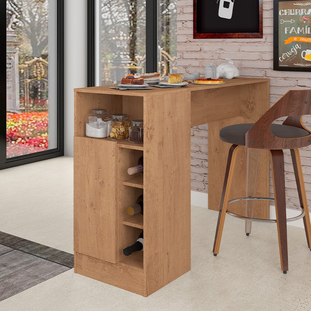 Bancada Gourmet para Cozinha de 136,5 cm c/ 1 Porta e Nichos