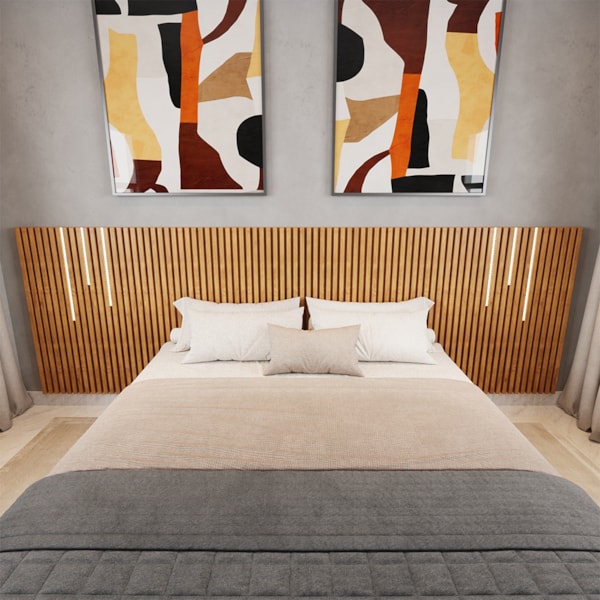 Cabeceira Cama King Ripada Quarto Manila com Led - Loja DoceLar