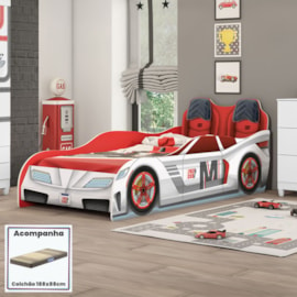 Cama Quarto Carro Fast Car Infantil com Colchão