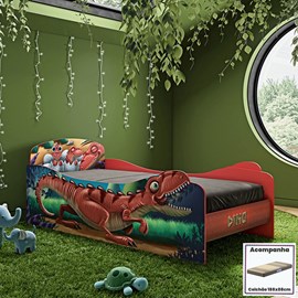 Cama Quarto Dinossauro Infantil Com Colchão 188x88 cm