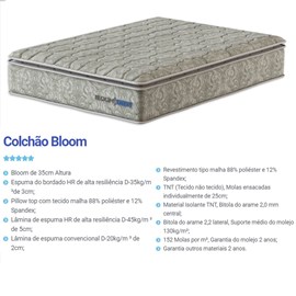 Colchao Mola Probel Bloom Casal 138cm com Pillow-Top D35