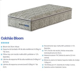 Colchao Mola Probel Bloom Solteiro 88cm com Pillow-Top D35