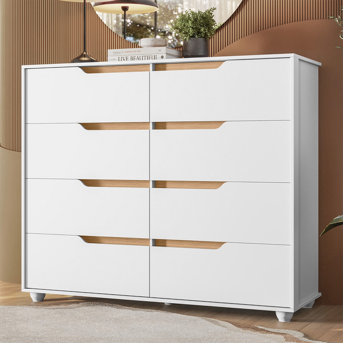 Cômoda Quarto Doble com 8 Gavetas e Pés