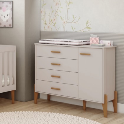 Comoda Quarto Infantil Iris com 4 Gavetas e 1 Porta