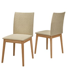 Conjunto 2 Cadeiras Rubi em Linho com Pés de Madeira Maciça