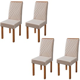 Conjunto 4 Cadeiras Barbara de Madeira Maciça em Veludo
