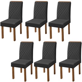 Conjunto 6 Cadeiras Barbara de Madeira Maciça em Veludo