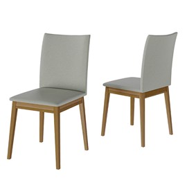 Conjunto 6 Cadeiras Rubi em Linho com Pés de Madeira Maciça