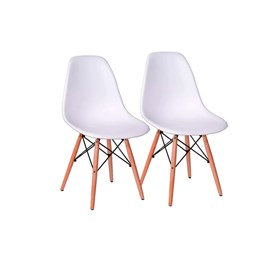 Conjunto Com 2 Cadeiras Eames Eiffel Pés Madeira