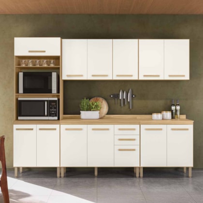 Conjunto de Cozinha Celeste Modulado com 13 Portas 2 Gavetas