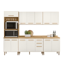 Conjunto de Cozinha Celeste Modulado com 13 Portas 2 Gavetas