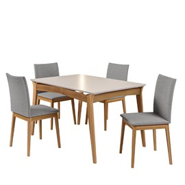 Conjunto de Mesa de Jantar Rubi 136x90cm com 4 Cadeiras Rubi
