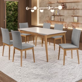 Conjunto de Mesa de Jantar Rubi 180x90cm com 6 Cadeiras Rubi