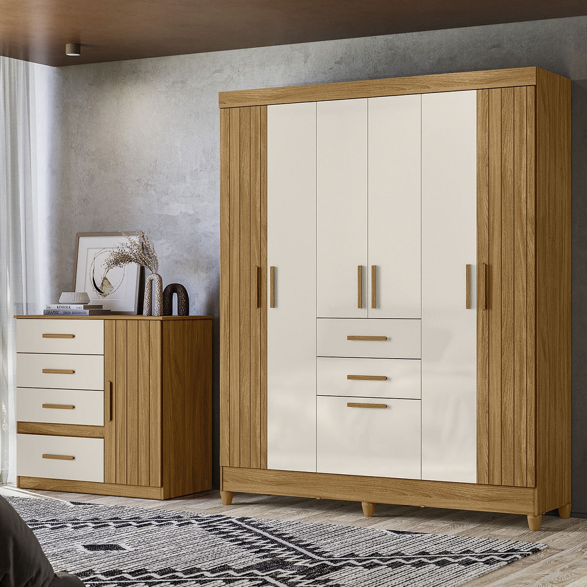 Guarda Roupa com Comoda Doce Sonho 4070