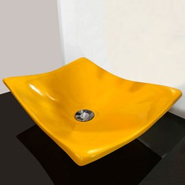 Cuba Pia para Banheiro Retangular Côncava Amarela