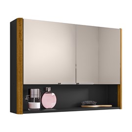 Espelheira Santorini Para Banheiro com 2 Portas e Nicho