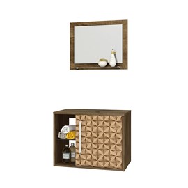 Gabinete Armario Banheiro c/ Espelho Sem Cuba Cor Madeira/3D