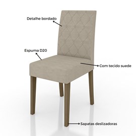 Kit de 2 Cadeiras Jade com Tecido em Suede Bordado