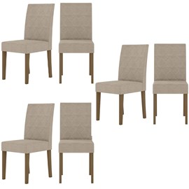 Kit de 6 Cadeiras Jade com Tecido em Suede Bordado