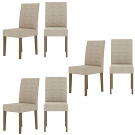 Kit de 6 Cadeiras Josi com Tecido em Suede
