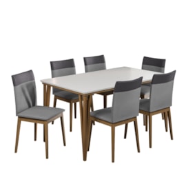 Kit de Mesa de Jantar Safira 160x90cm com 6 Cadeiras Cristal