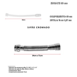 Kit de Torneira CA04L, Sifao, Engate 50 cm e Valvula Click
