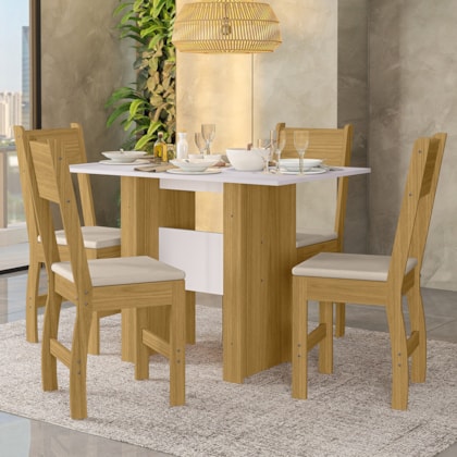 Kit Mesa de Jantar Milano 108x68 cm com 4 Cadeiras Milano