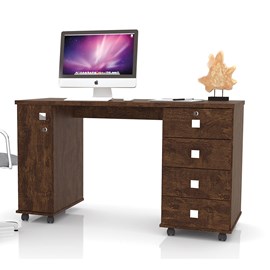 Mesa Escrivaninha Computador Smart Com 4 Gavetas Cor Noce 