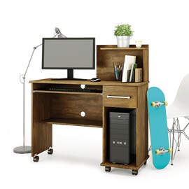 Mesa Escrivaninha Computador Studio Com Gaveta Canela