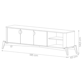 Rack Bancada Buriti 1.8 TV Até 70 Pol. Pés de Madeira Maciça